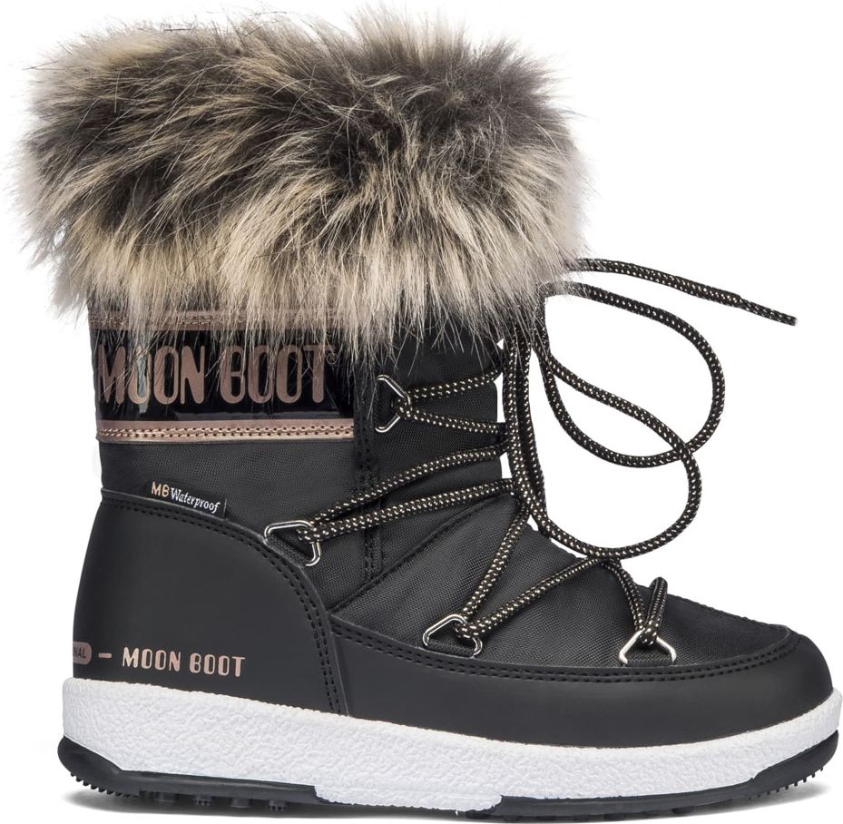 Moon Boot černé zimní dívčí boty JR Girl Monaco Low WP Black/Cooper - 32 - obrázek 1