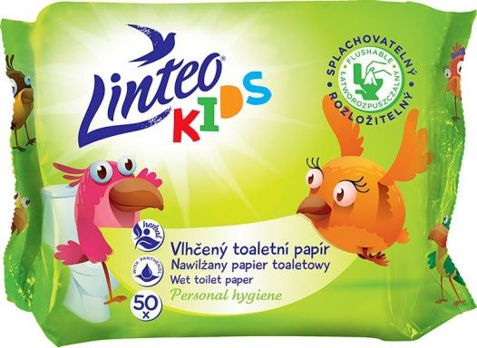 LINTEO Kids vlhčený toaletní papír 50 ks, sáček - obrázek 1