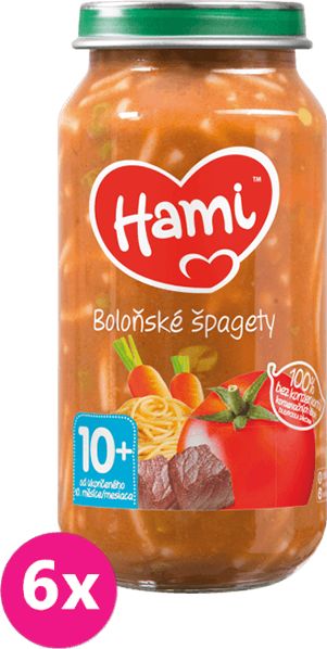 6x HAMI Špagety s hovězím a zeleninou (250 g) - maso-zeleninový příkrm - obrázek 1