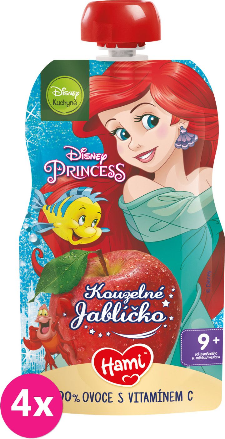 4x HAMI Disney Princess ovocná kapsička Kouzelné Jablíčko 110 g, 9+ - obrázek 1