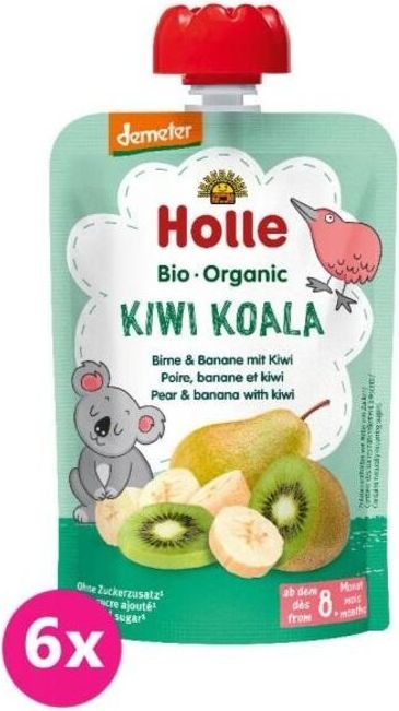 6x HOLLE Kiwi Koala Bio pyré hruška banán kiwi 100 g (8+) - obrázek 1