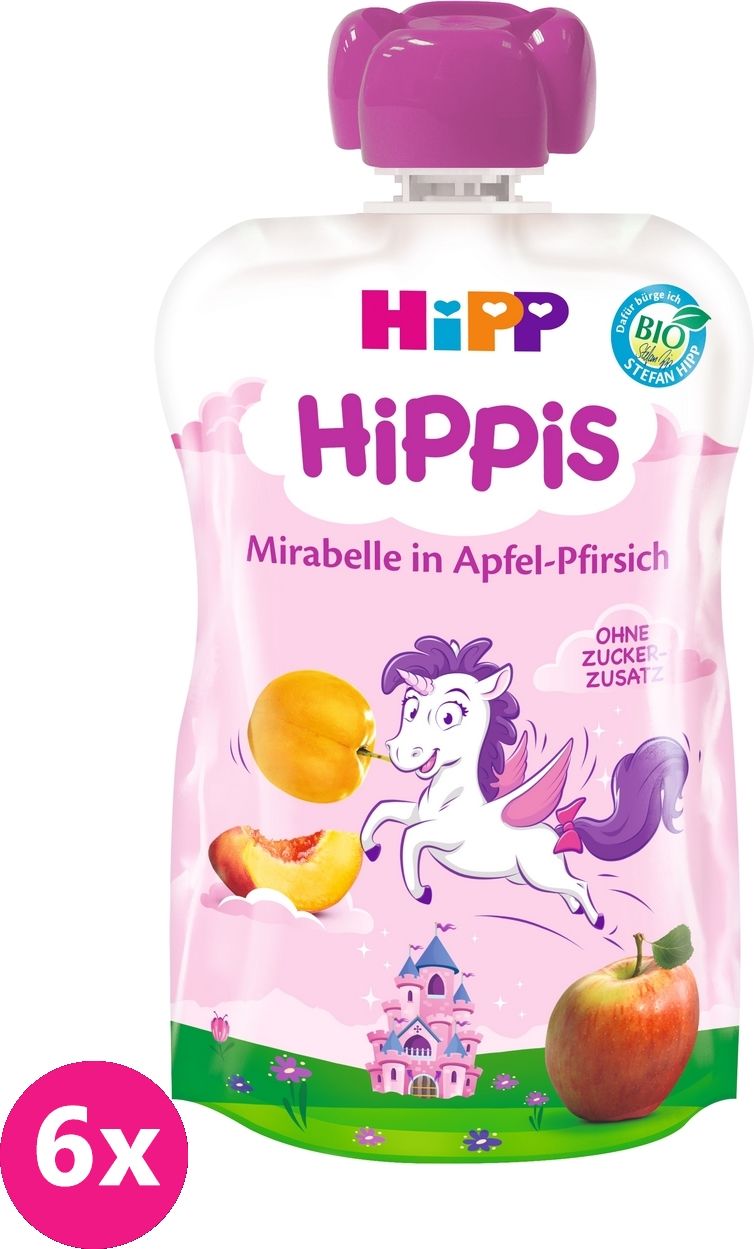 6x HIPP BIO Hippis Jablko, Broskev, Mirabelka (12m+) 100 g - obrázek 2