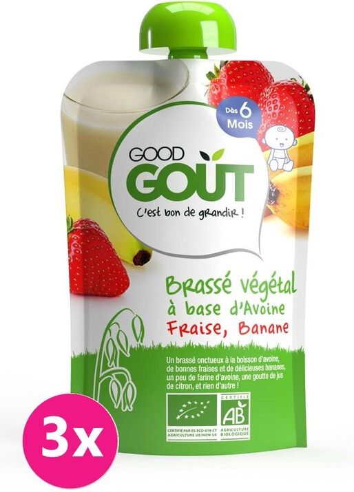 GOOD GOUT BIO Ovesný dezert s jahodou a banánem 3x90 g - obrázek 1