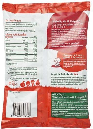 GOOD GOUT BIO Mini rýžové koláčky s jablky 3x40 g - obrázek 3