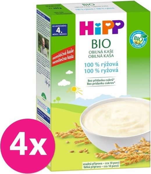 4 x HiPP BIO Obilná kaše 100% rýžová od uk. 4. měsíce, 200 g - obrázek 1