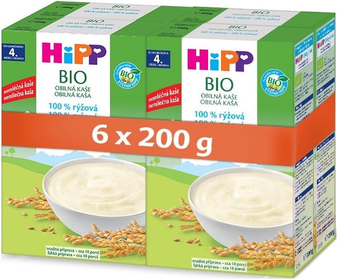 6 x HiPP BIO Obilná kaše 100% rýžová od uk. 4. měsíce, 200 g - obrázek 1