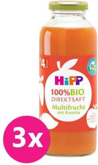 3x HiPP 100 % Bio Juice Ovocná šťáva s karotkou - obrázek 1