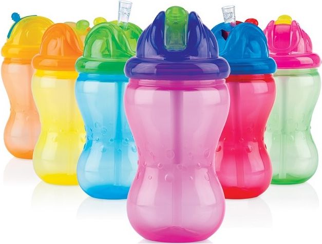 Nuby hrneček netekoucí s měkkým sklápěcím brčkem a regulovatelným průtokem fialová/fialové víčko 360ml - obrázek 1