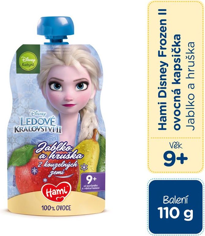 6x HAMI Disney Frozen Elsa ovocná kapsička Jablko a Hruška 110 g, 9+ - obrázek 2