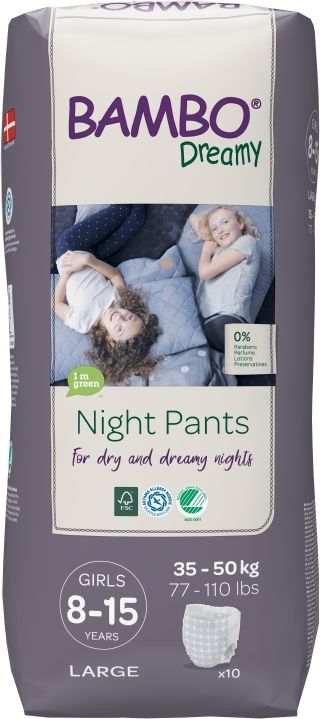 BAMBO Dreamy Night Pants Girl 8-15 let, 10 ks, pro 35-50 kg - obrázek 1