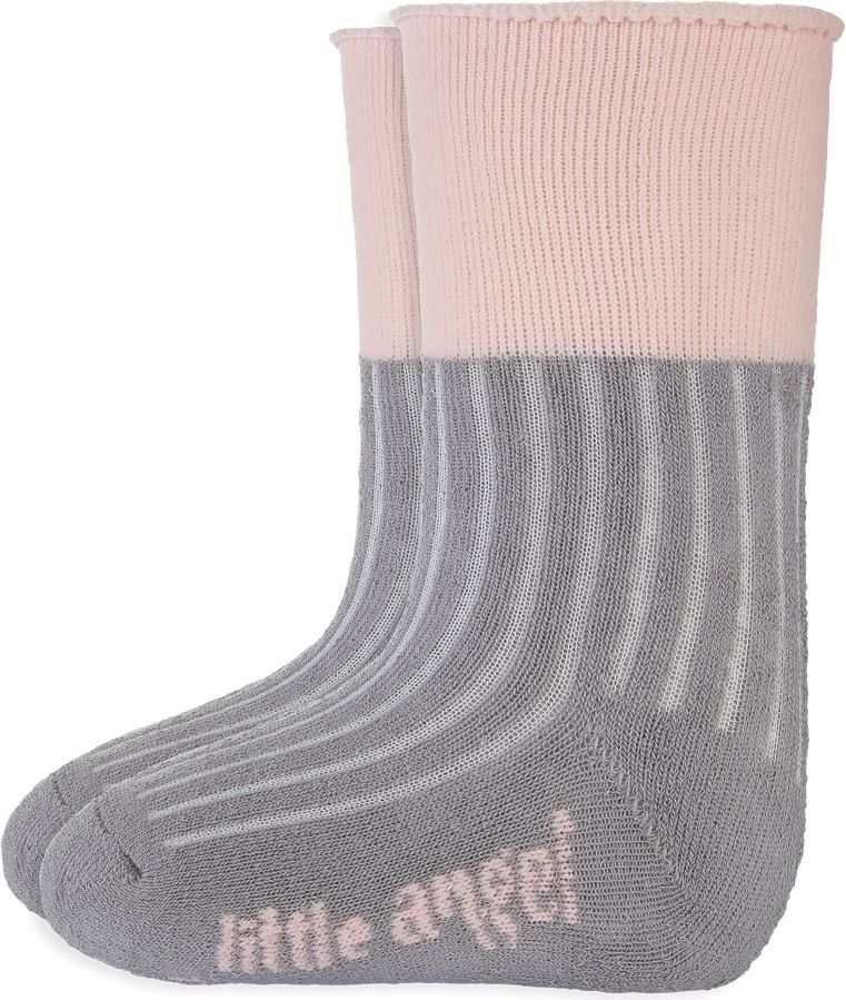 LITTLE ANGEL Ponožky froté Outlast® 7-9 – tmavě šedá/světle růžová - obrázek 1