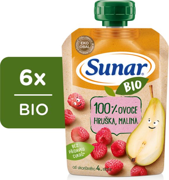6x SUNAR BIO Kapsička hruška, malina 100 g - obrázek 1