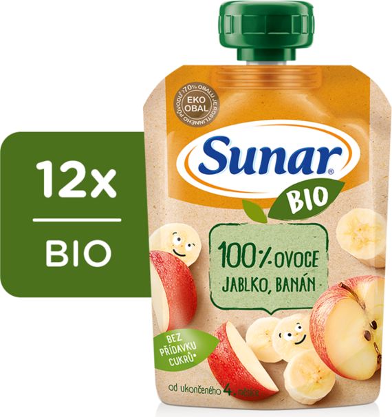 12x SUNAR BIO Kapsička jablko, banán 100 g - obrázek 1