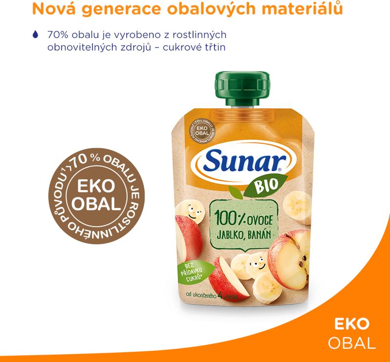 12x SUNAR BIO Kapsička jablko, banán 100 g - obrázek 2