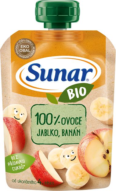 12x SUNAR BIO Kapsička jablko, banán 100 g - obrázek 3