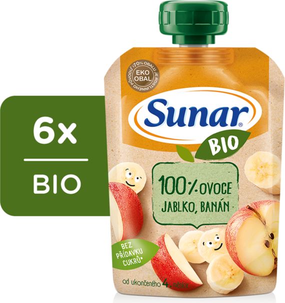 6x SUNAR BIO Kapsička jablko, banán 100 g - obrázek 1