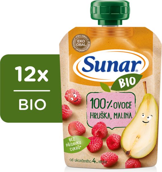 12x SUNAR BIO Kapsička hruška, malina 100 g - obrázek 1