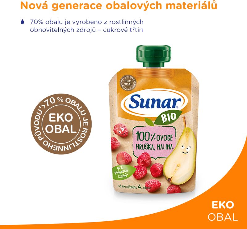 12x SUNAR BIO Kapsička hruška, malina 100 g - obrázek 2