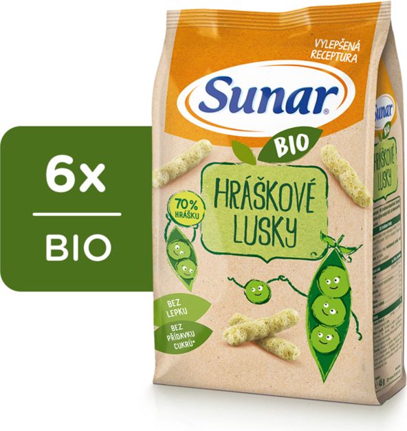 6x SUNAR BIO Křupky Hráškové lusky 45 g - obrázek 1