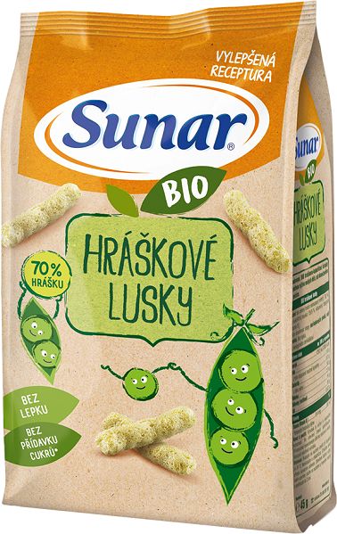 6x SUNAR BIO Křupky Hráškové lusky 45 g - obrázek 3
