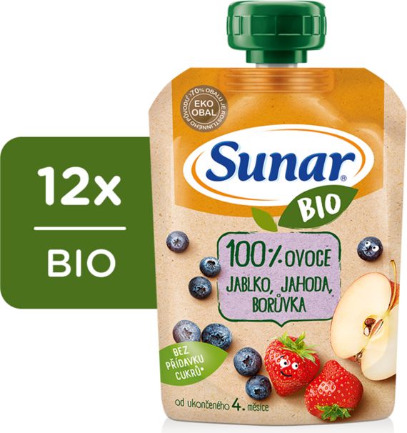 12x SUNAR BIO Kapsička jablko, jahoda, borůvka 100 g - obrázek 1