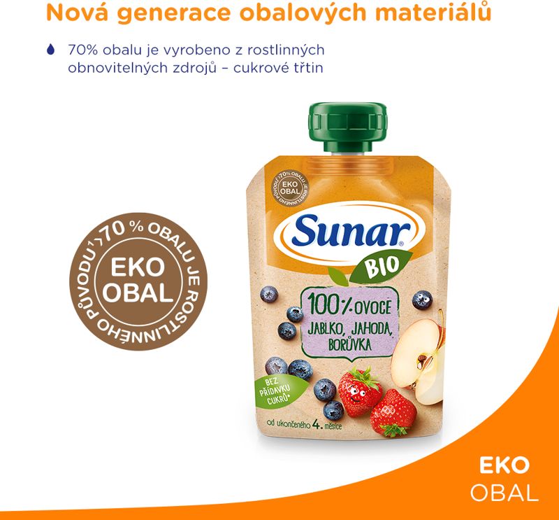 12x SUNAR BIO Kapsička jablko, jahoda, borůvka 100 g - obrázek 2