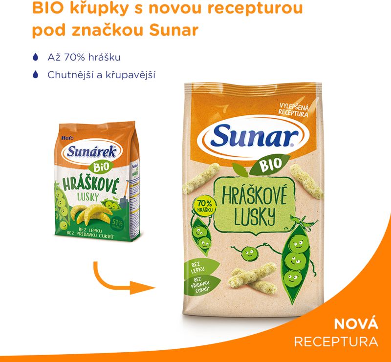 3x SUNAR BIO Křupky Hráškové lusky 45 g - obrázek 2