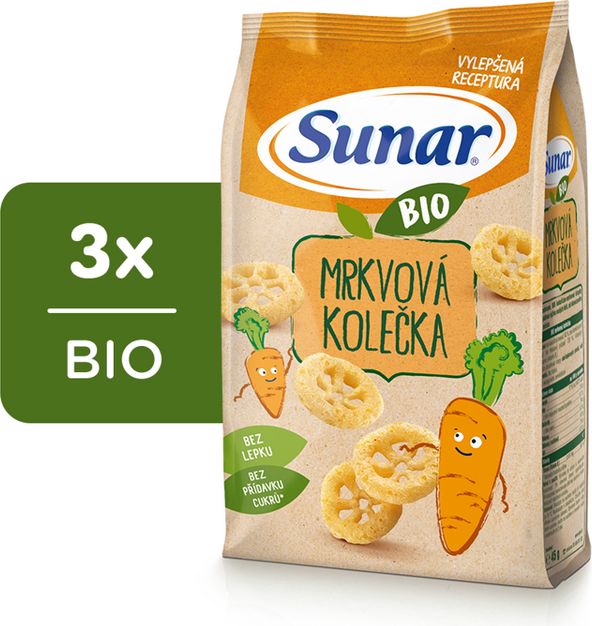 3x SUNAR BIO Křupky Mrkvová kolečka 45 g - obrázek 1