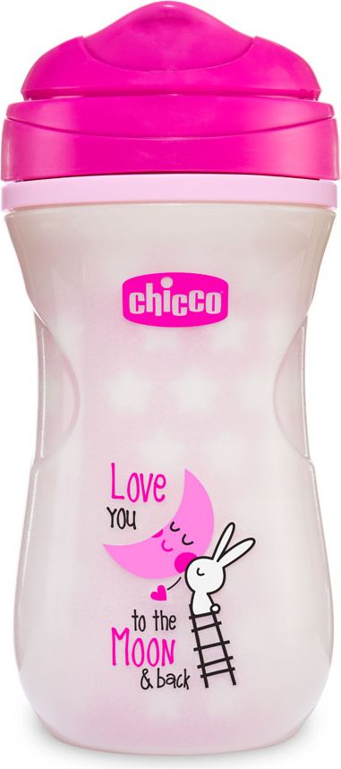 CHICCO Hrneček Shiny termo floureskujúci s hubičkou 266 ml, růžový 14 m+ - obrázek 1