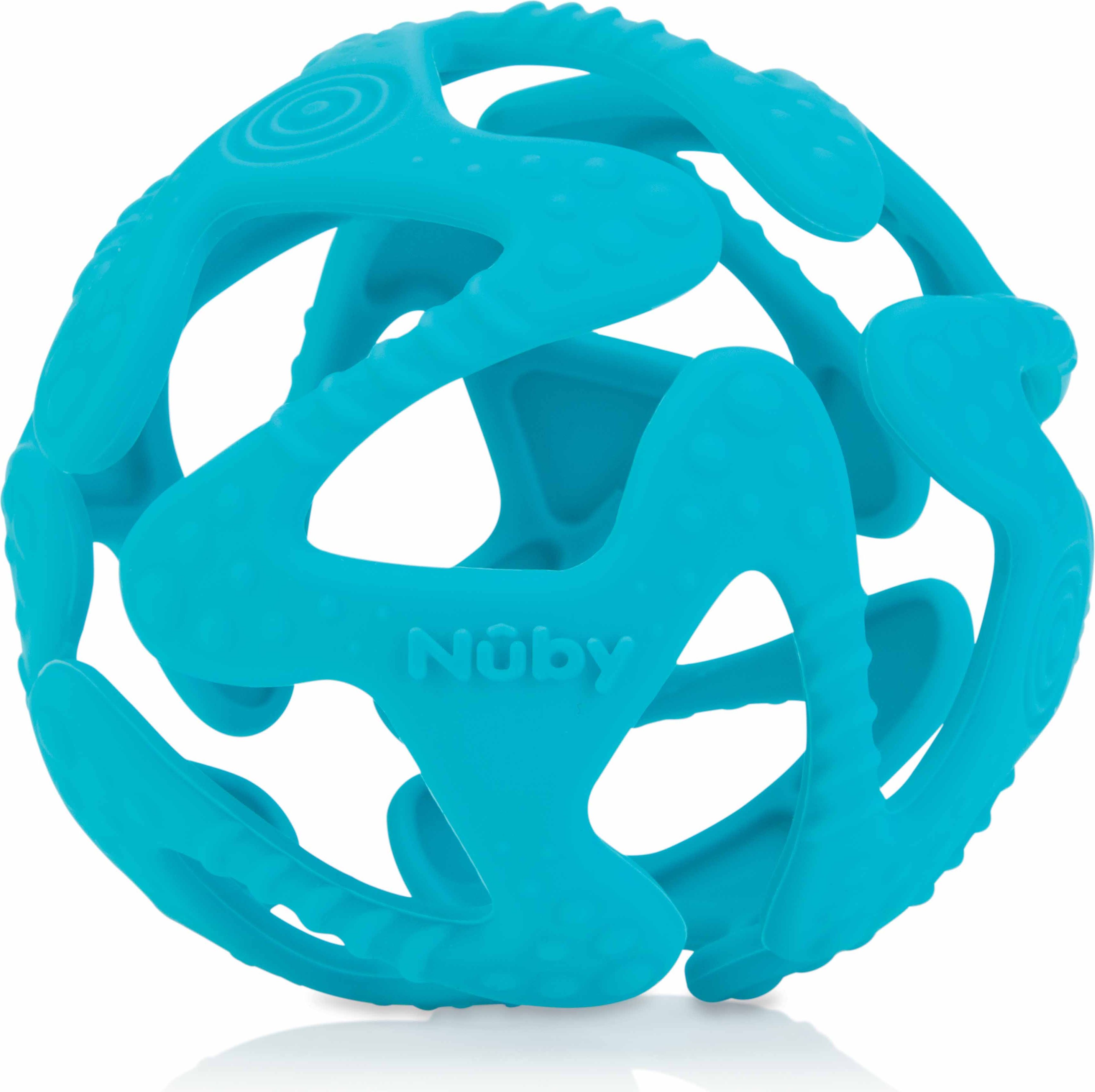 NUBY Kousátko silikonový míč světle modrý 3 m+ - obrázek 1