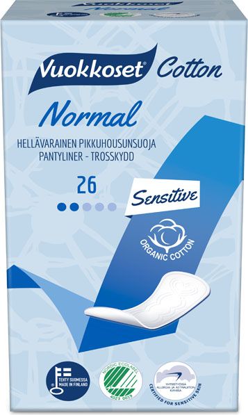 VUOKKOSET Cotton Active Normal Pantyliner (26 ks) – dámské slipové vložky - obrázek 1