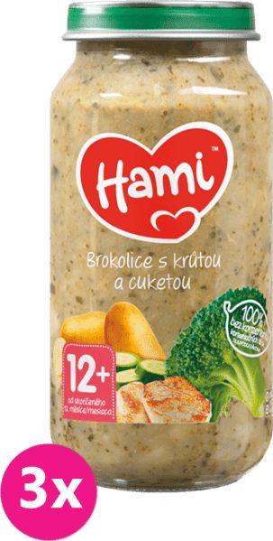 3x HAMI Brokolice a krůtí prsa (250 g) - maso-zeleninový příkrm - obrázek 1