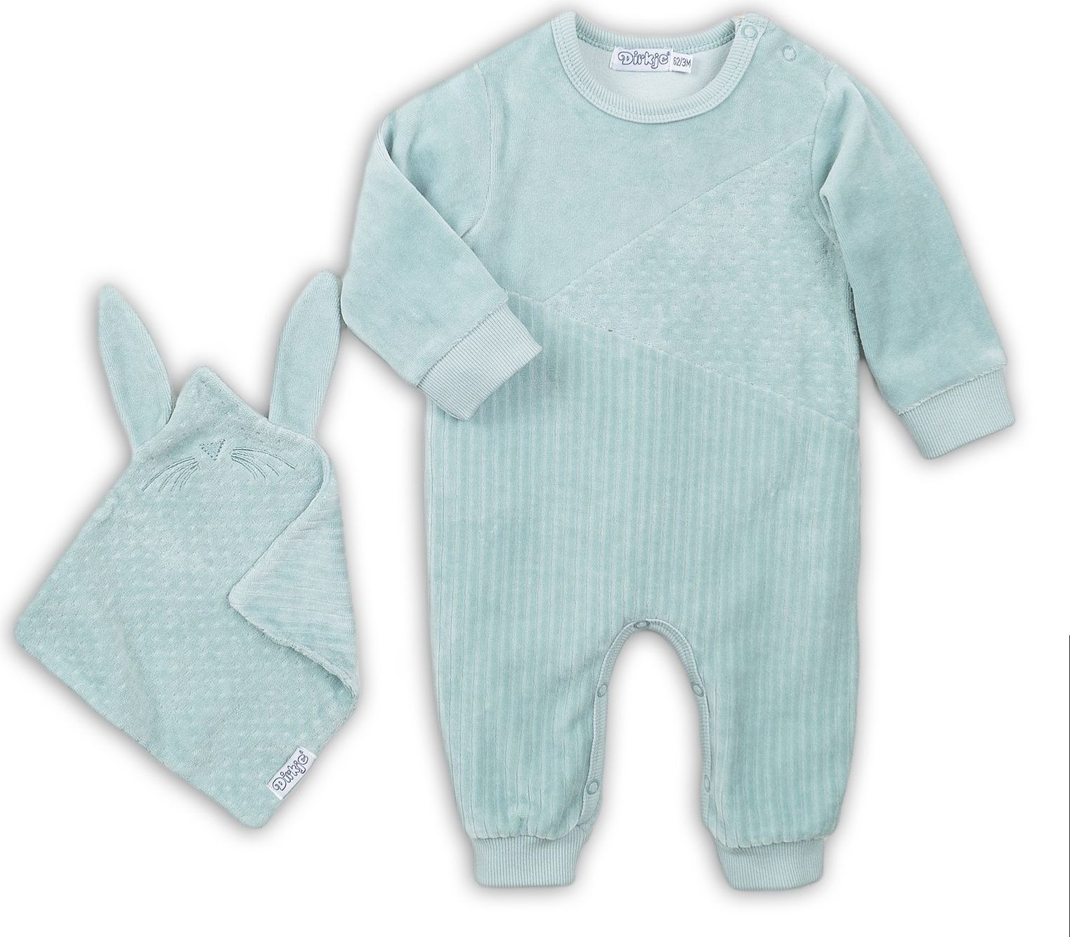 DIRKJE Set 1-dílný + mazlíček D-BOY STAY COZY 62 Light Green - obrázek 1