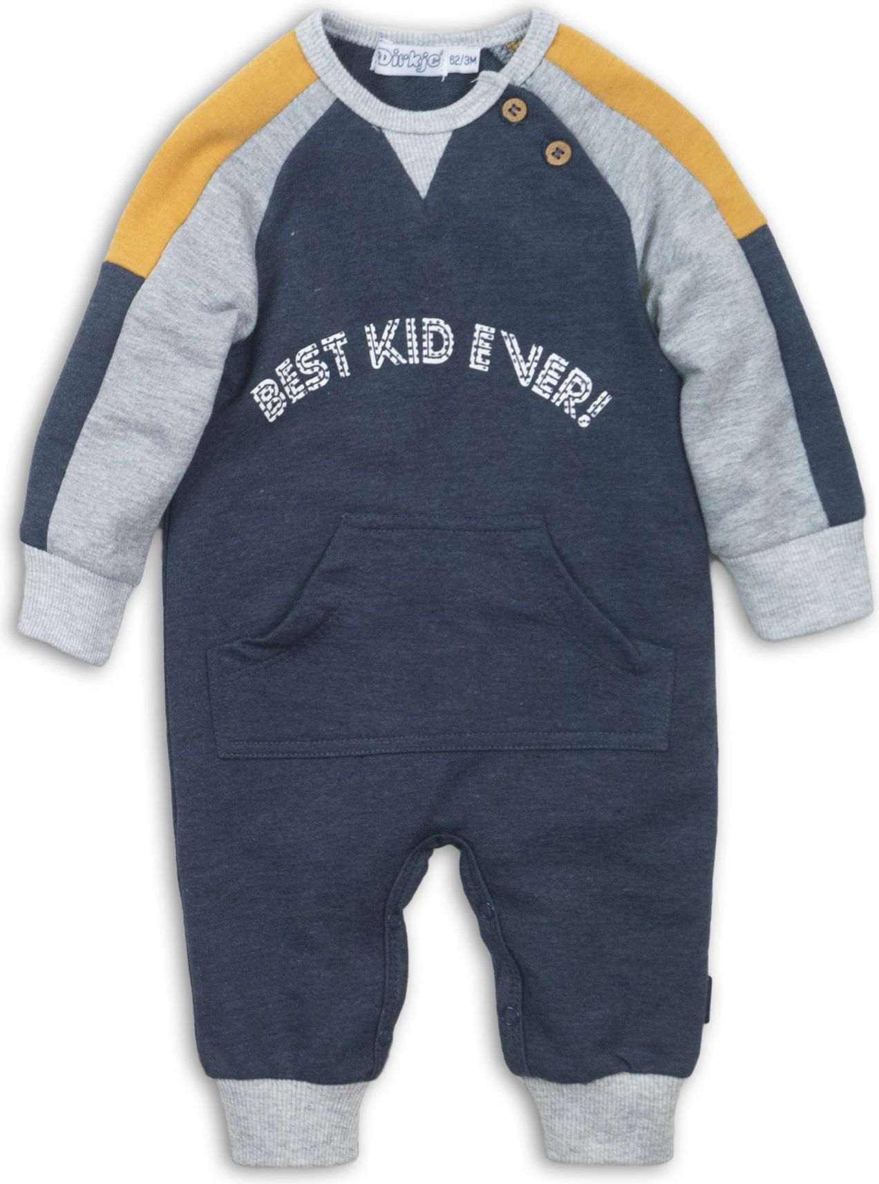 DIRKJE Set 1-dílný D-JUST BE COOL BEST KID EVER 56 Navy melee + grey melee + ochre - obrázek 1