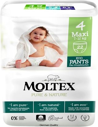 MOLTEX Pure & Nature natahovací plenkové kalhotky Maxi 7-12 kg (22 ks) - obrázek 1