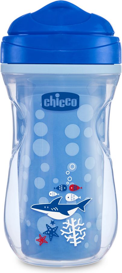 CHICCO Hrneček Aktivní termo s hubičkou 200 ml, modrý žralok 14 m+ - obrázek 1