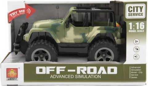 Auto terénní Off-Road plast 23cm na setrvačník na baterie se zvukem se světlem v krabici 27x15x14cm - obrázek 1