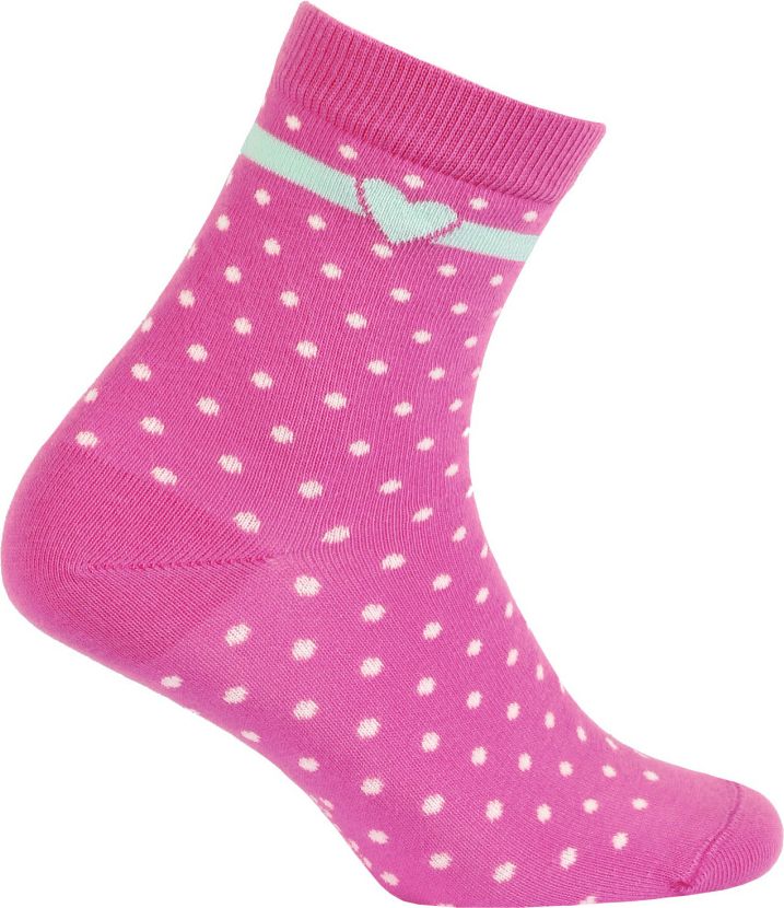 Dívčí vzorované ponožky WOLA TEČKY, SRDÍČKO tmavě růžové Velikost: 27-29 - obrázek 1
