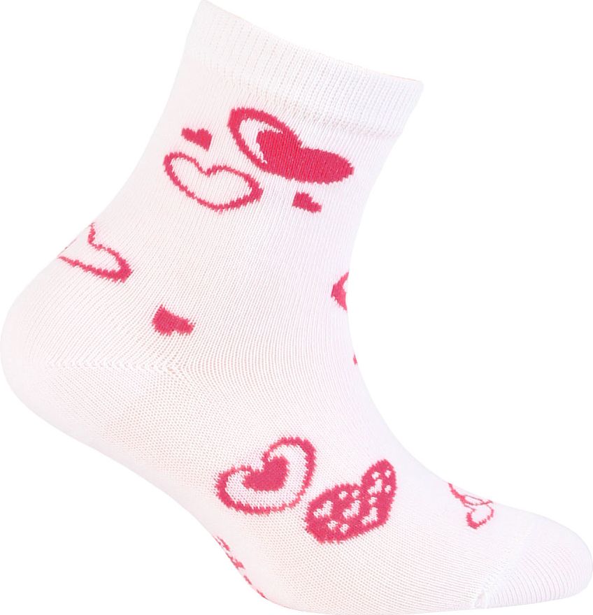 Dívčí ponožky se vzorem GATTA SRDÍČKA bílé Velikost: 21-23 - obrázek 1