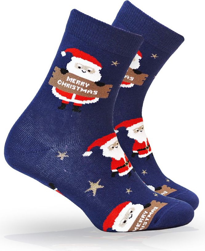 Ponožky s vánočním motivem WOLA SANTA, HVĚZDIČKY modré Velikost: 27-29 - obrázek 1