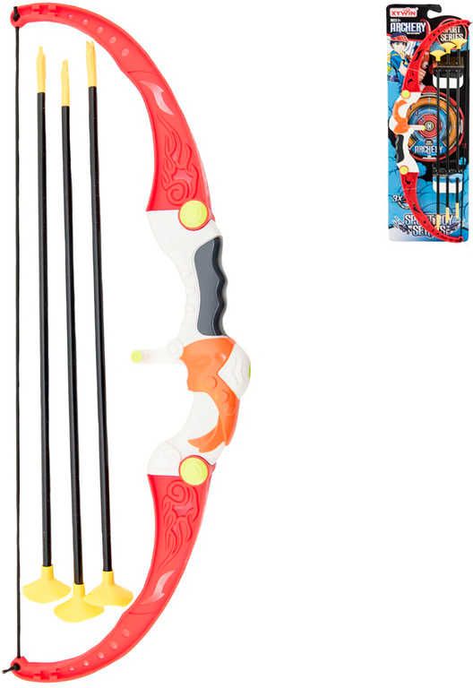 Lamps Sada dětský luk 57cm + 3 soft šípy s přísavkami plast na kartě - obrázek 1