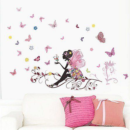 Lamps Samolepka na zeď - víla s motýlky - obrázek 1