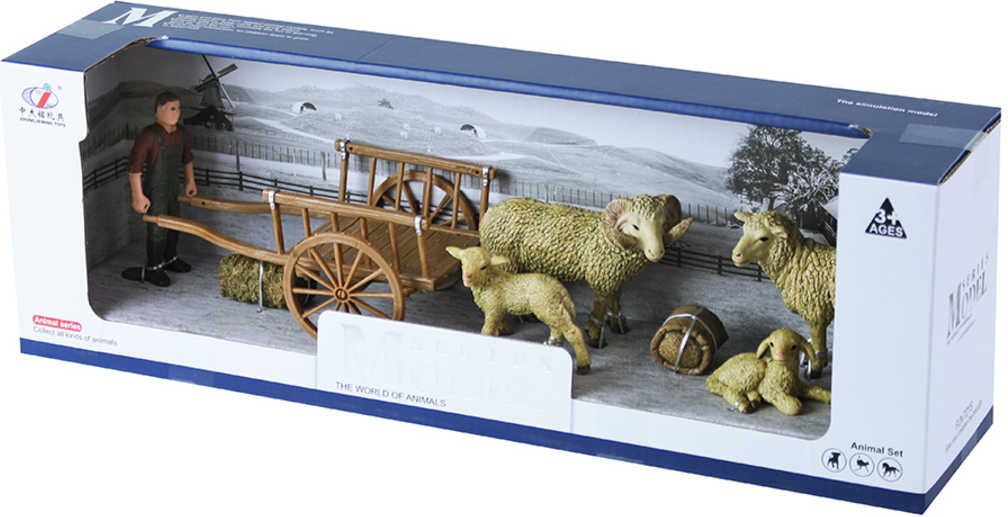 Lamps Herní set figurka farmář s vozem a ovcemi v krabici plast - obrázek 1