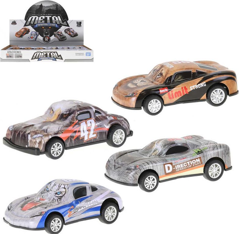 Lamps Auto sportovní s foto potiskem zvířátka 10cm zpětný chod 4 druhy kov - obrázek 1