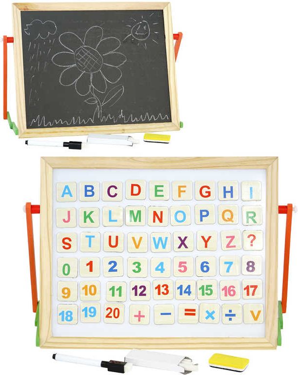 Lamps PL DŘEVO Tabulka magnetická set s křídami a magnetickými kartičkami 2v1 - obrázek 1