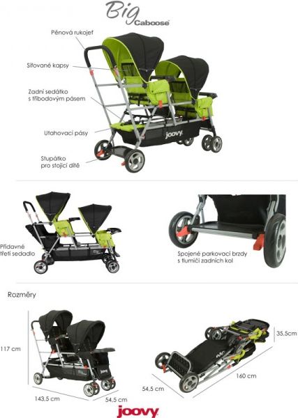 Joovy - Kočárek Big Caboose borůvkově modré - obrázek 4