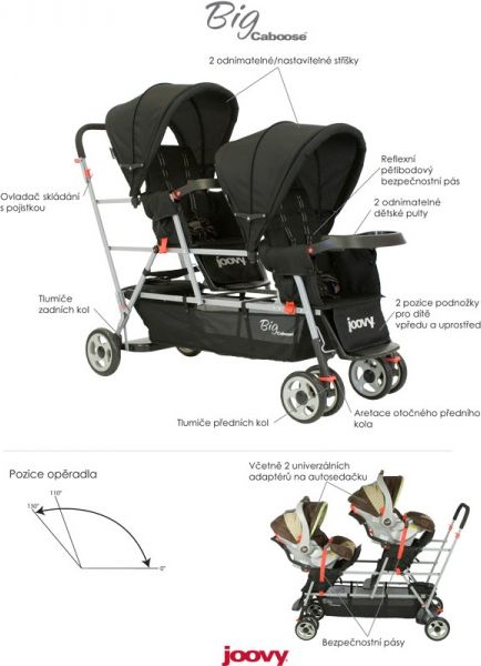 Joovy - Kočárek Big Caboose borůvkově modré - obrázek 6