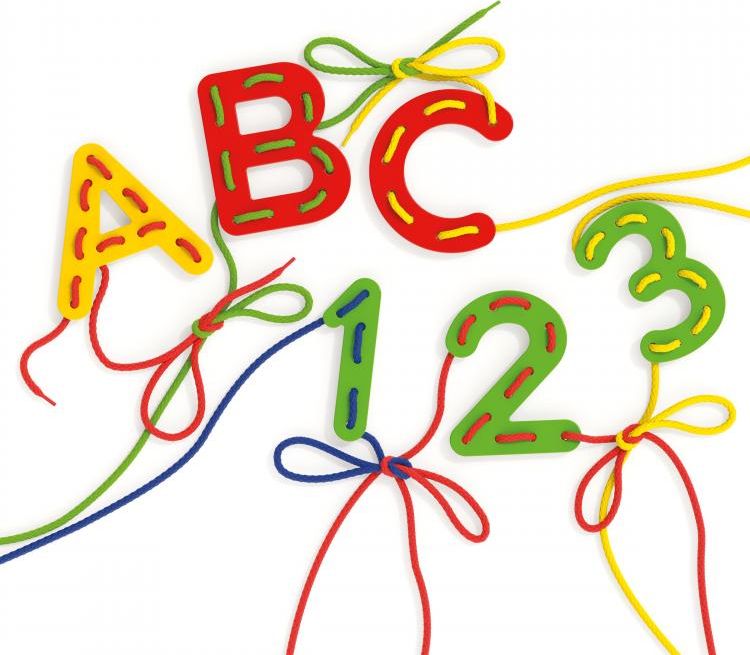 Quercetti Lacing ABC + 123 alphabets and numbers – provlékací souprava s písankou a omalovánkami - obrázek 2
