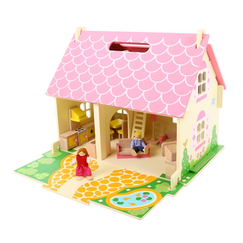 Bigjigs Toys Přenosný dřevěný domeček pro panenky - obrázek 1