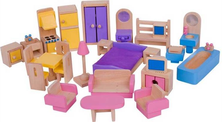 Bigjigs Toys Dřevěný nábytek do domečku pro panenky - obrázek 1
